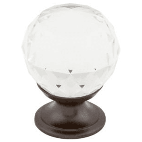 1-1/8" Clear Crystal Knob, Oil Rubbed Bronze