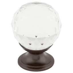 1-1/8" Clear Crystal Knob, Oil Rubbed Bronze