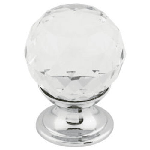 1-1/8" Clear Crystal Knob, Polished Chrome