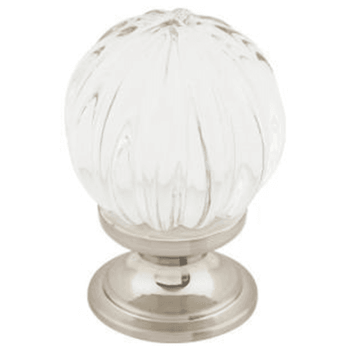 1-1/8" Clear Melon Crystal Knob, Brushed Satin Nickel