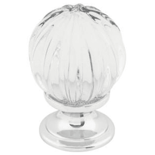 1-1/8" Clear Melon Crystal Knob, Polished Chrome