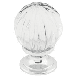 1-1/8" Clear Melon Crystal Knob, Polished Chrome