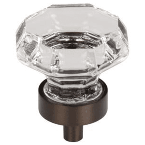 1-3/8" Clear Octagon Crystal Knob, Oil Rubbed Bronze