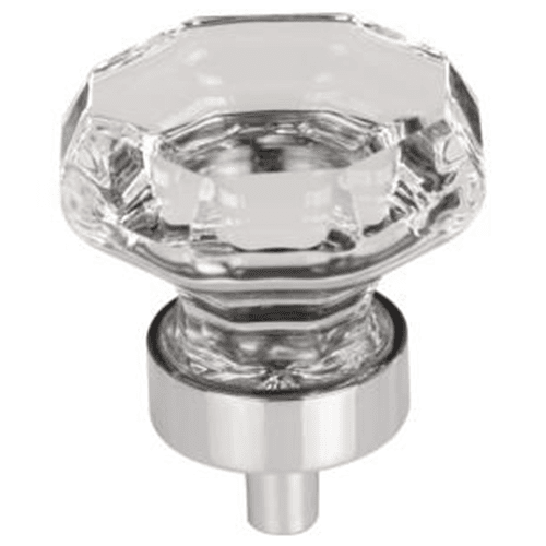 1-3/8" Clear Octagon Crystal Knob, Polished Chrome