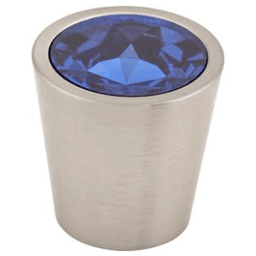 1-1/16" Blue Crystal Center Knob, Brushed Satin Nickel