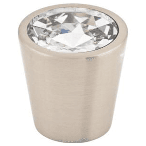 1-1/16" Clear Crystal Center Knob, Brushed Satin Nickel