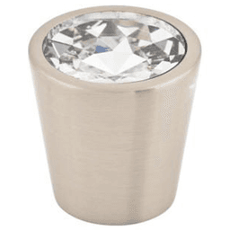 1-1/16" Clear Crystal Center Knob, Brushed Satin Nickel