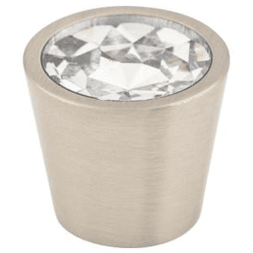 13/16" Clear Crystal Center Knob, Brushed Satin Nickel