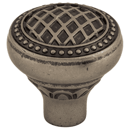 1-5/16" Trevi Round Knob, Pewter Antique