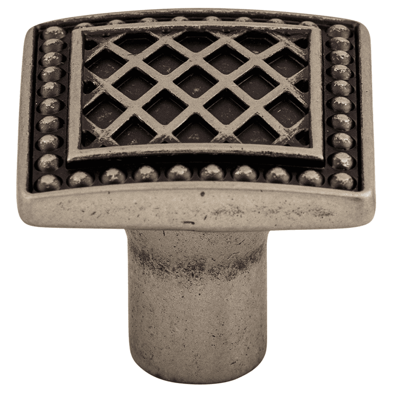 1-1/4" Trevi Square Knob, Pewter Antique