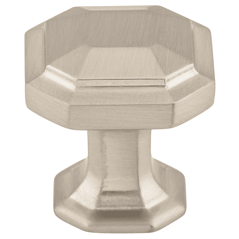 1-1/8" Chareau Emerald Knob, Brushed Satin Nickel