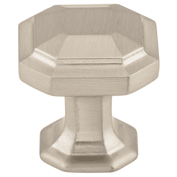 1-1/8" Chareau Emerald Knob, Brushed Satin Nickel