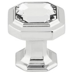 1-1/8" Chareau Crystal Emerald Knob, Polished Chrome