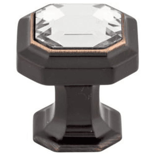 1-1/8" Chareau Crystal Emerald Knob, Tuscan Bronze