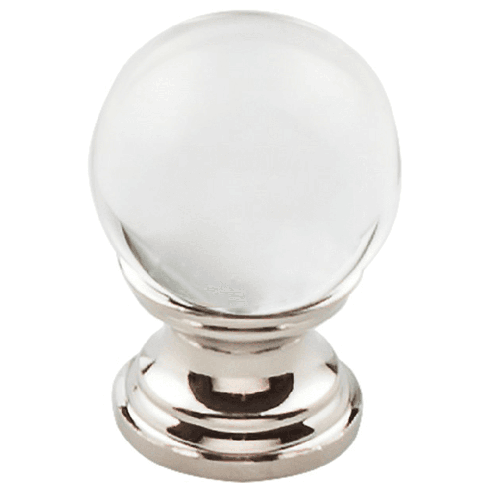 1" Serene Clarity Clear Glass Knob, Polished Nickel
