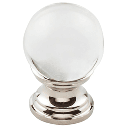 1" Serene Clarity Clear Glass Knob, Polished Nickel