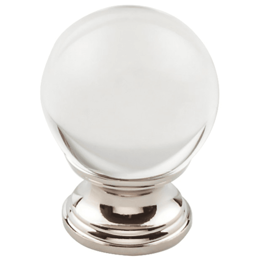 1-3/8" Serene Clarity Clear Glass Knob, Polished Nickel