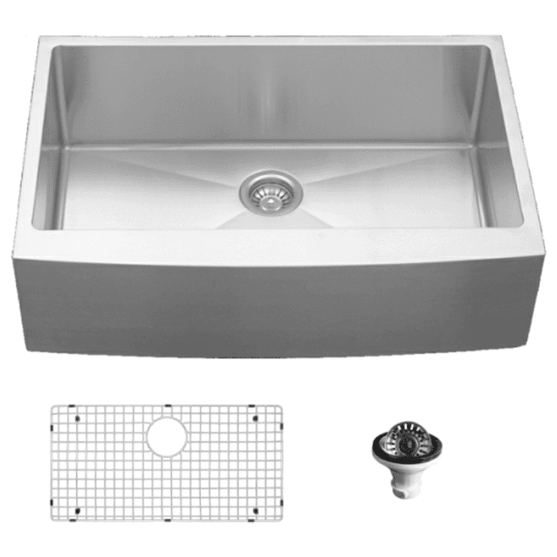 Elite Stainless Steel Farmhouse/Apron Front 16G Single Bowl Kitchen Sink Kit, 33" x 22-1/4" x 10"