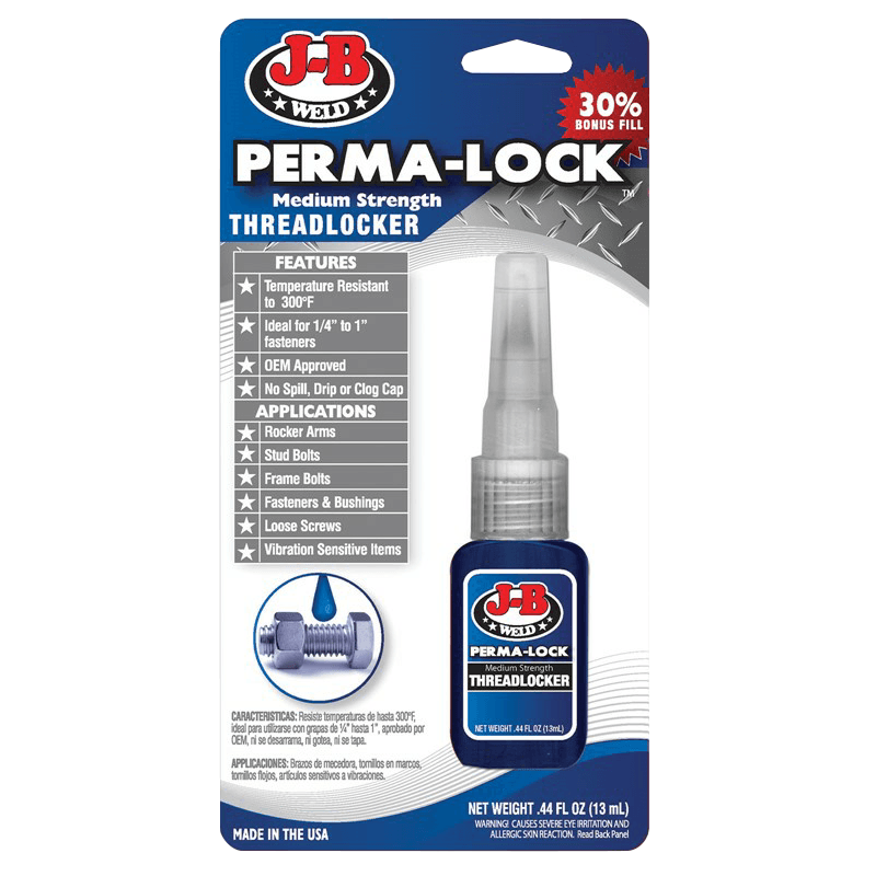 J-B Weld® Perma-Lock™ Medium Strength Threadlocker Glue, Blue, 0.44fl oz Bottle