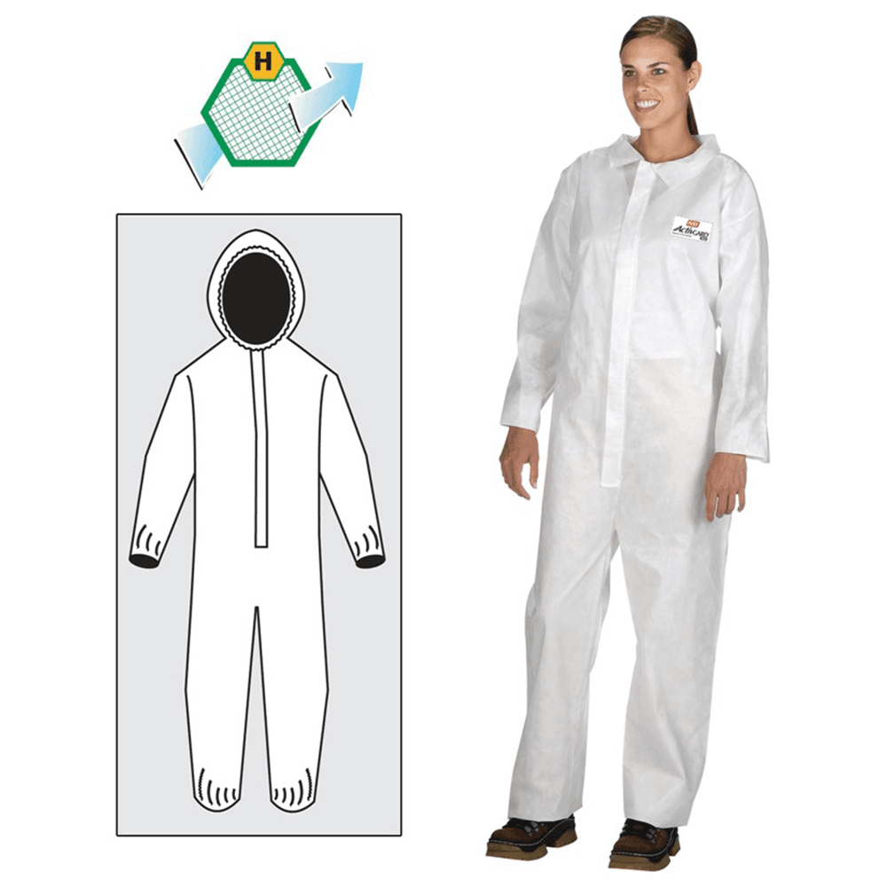 ActivGARD Polypropylene Disposable Coverall Elastic with Wrist/Ankles/Collar/Hood, Medium
