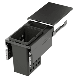 WASH Space XX Double 35QT/1.5QT Full Height Hamper System for 13-1/2" Cabinet Opening, Carbon Steel Gray