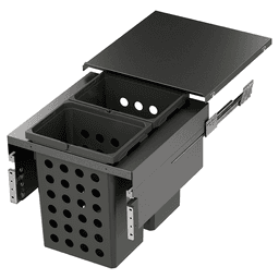 WASH Space XX Double 35QT Full Height Hamper System for 19-1/2" Cabinet Opening, Carbon Steel Gray