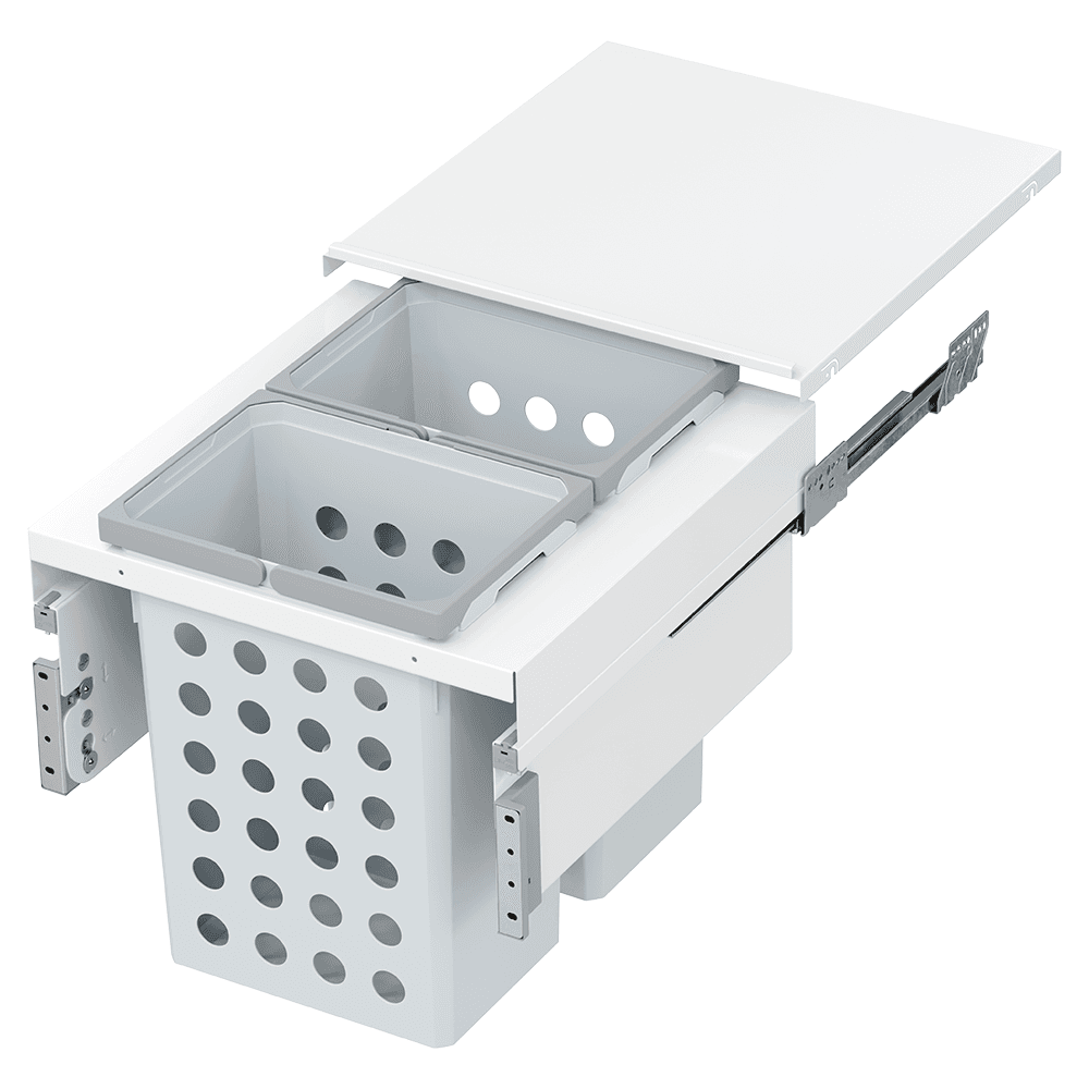 WASH Space XX Double 35QT Full Height Hamper System for 19-1/2" Cabinet Opening, White