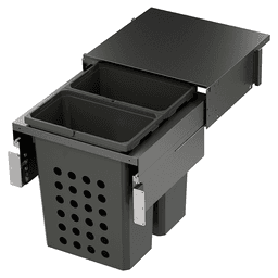 WASH Space XX Double 46.5QT Full Height Hamper System for 21" Cabinet Opening, Carbon Steel Gray
