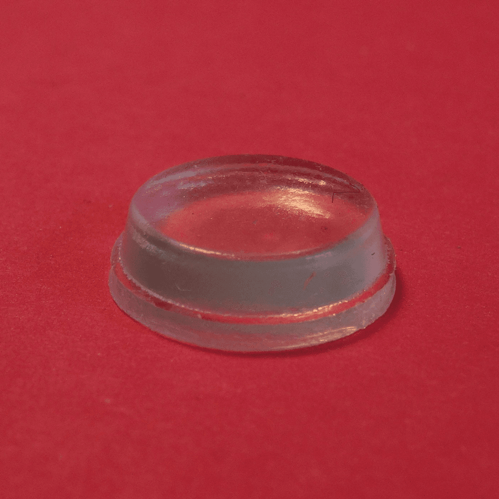 1/2" Rubber Door Bumpers, Clear, Cylindrical, 50 per Sheet