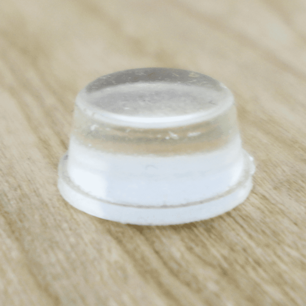 1/2" Rubber Door Bumpers, Clear, Cylindrical, 200 per Sheet