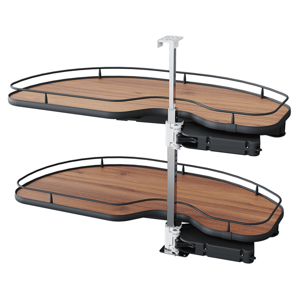 2 Tier Cornerstone® Maxx Left-Hand Scalea Blind Corner Pull-Out with PAM and Soft-Closing for 18" Cabinet Opening, Walnut