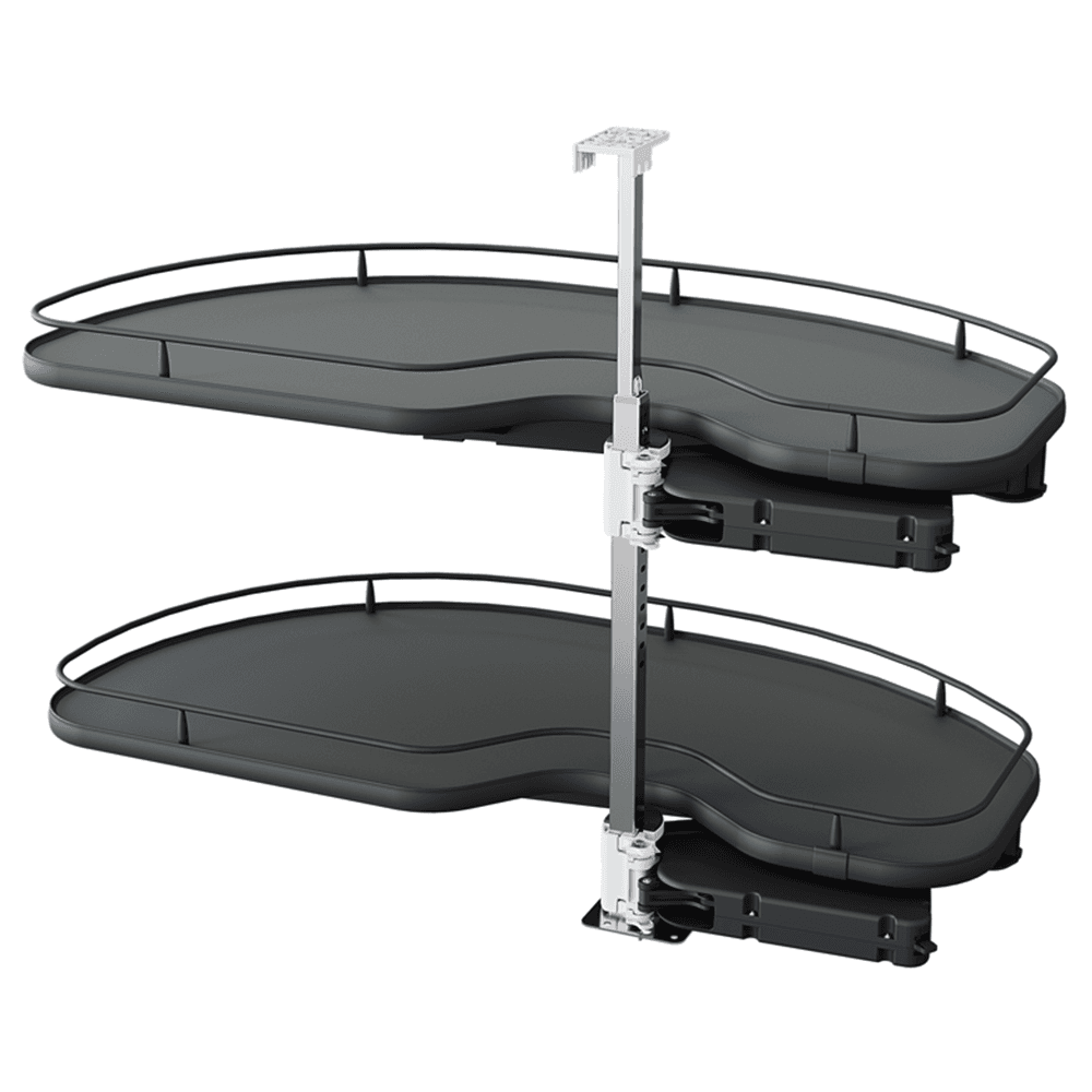 2 Tier Cornerstone® Maxx Left-Hand Scalea Blind Corner Pull-Out with PAM and Soft-Closing for 21" Cabinet Opening, Carbon Steel Gray
