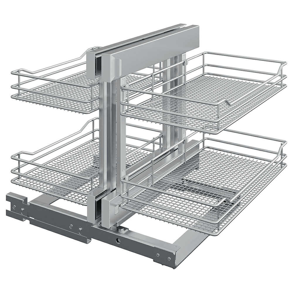 4-Tier Saphir Full Access Blind Corner Pull-Out with Soft-Closing for 15" Cabinet Opening, Platinum