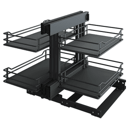 2-Tier Scalea Full Access Blind Corner Pull-Out with Soft-Closing for 17.5" Cabinet Opening, Carbon Steel Gray