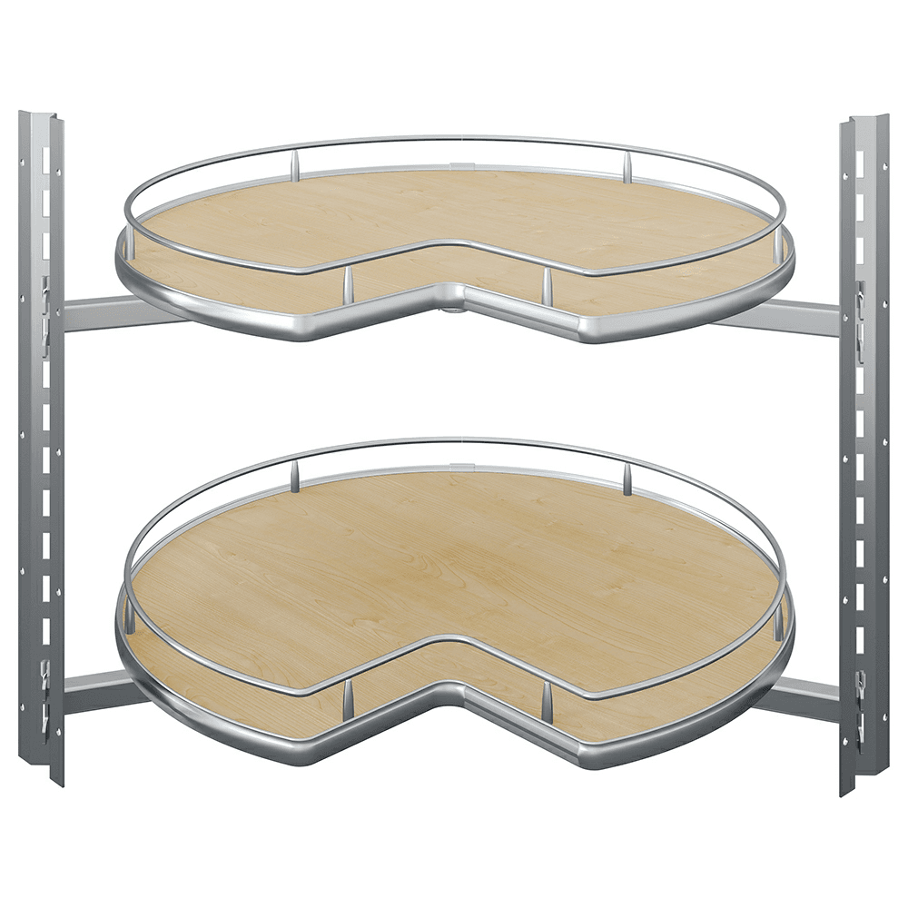30" VS COR® Wheel Pro Scalea Kidney Poleless 2-Tray Lazy Susan Kit, Maple