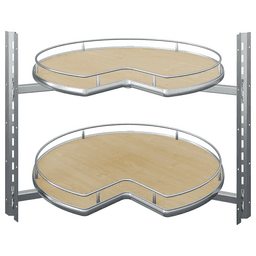 30" VS COR® Wheel Pro Scalea Kidney Poleless 2-Tray Lazy Susan Kit, Maple