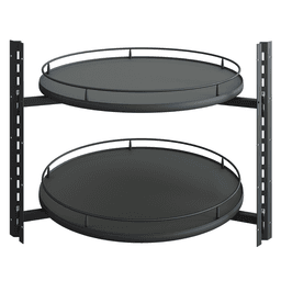 27" Full-Circle Shaped 2 Tray Scalea Lazy Susan, Carbon Steel Gray