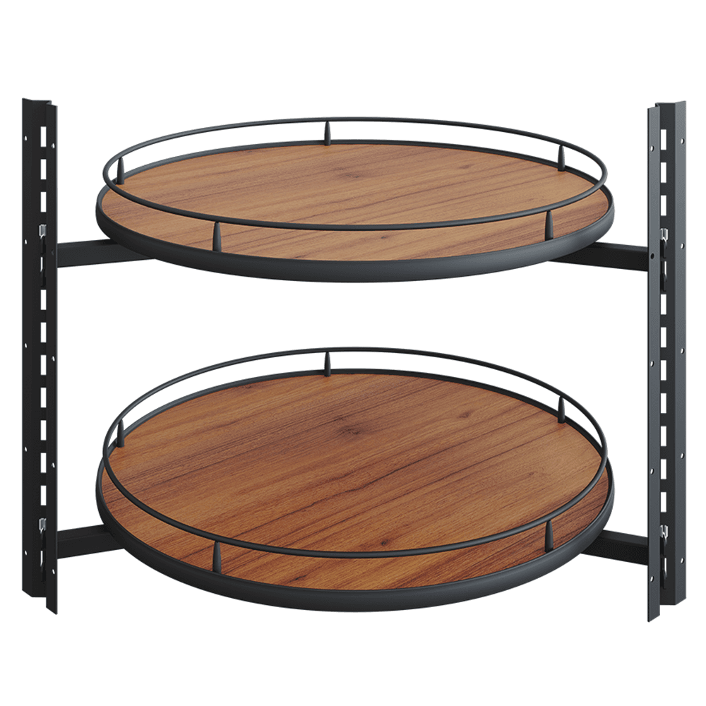 27" Full-Circle Shaped 2 Tray Scalea Lazy Susan, Walnut