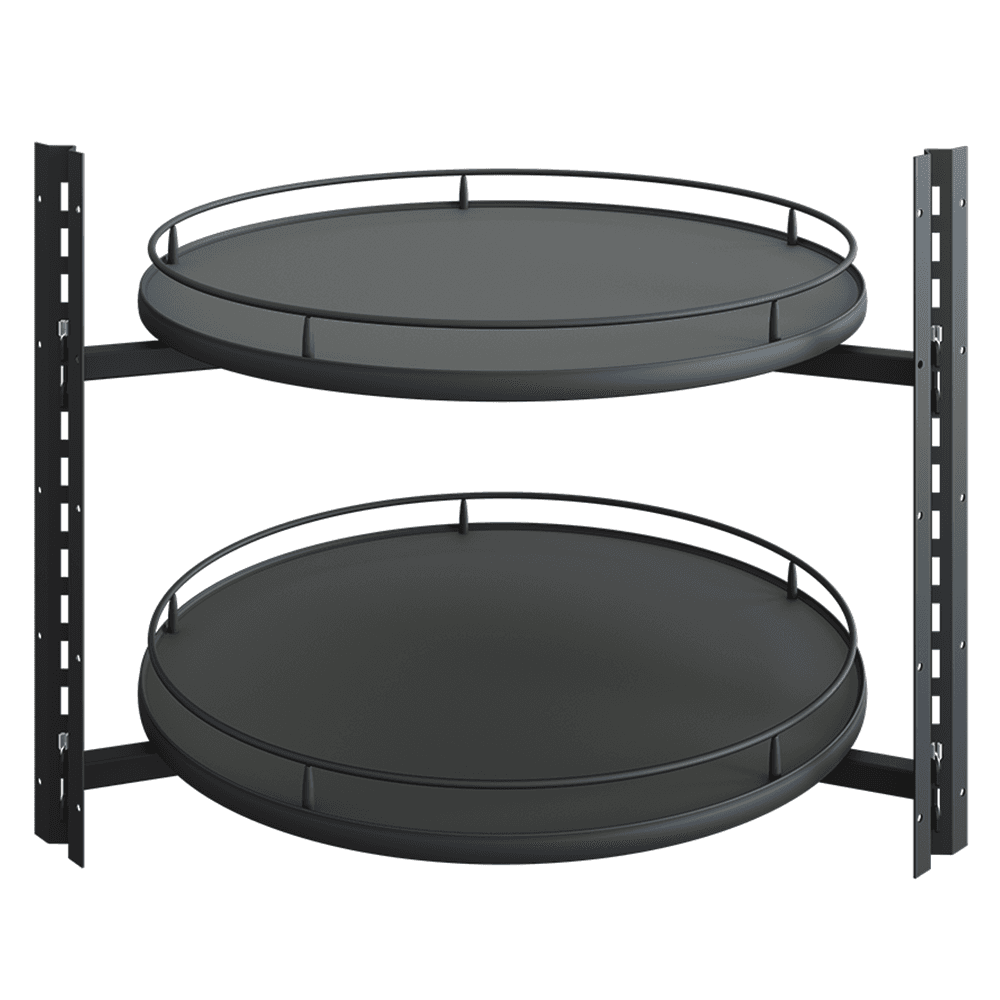 29" VS COR® Wheel Pro Full-Circle Shaped 2 Tray Scalea Lazy Susan, Carbon Steel Gray