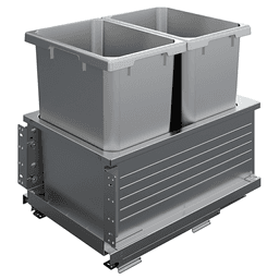 Double 50 Qt Bottom-Mount Planero Platinum Line Waste Container Pullout with Soft-Closing, Platinum