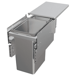 Single 31 QT Top-Mount Waste Container Pullout with 1-1/2" Face Frame for 12" Cabinet Opening, Platinum