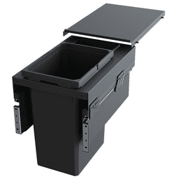 Single 31 QT Top-Mount Waste Container Pullout with Soft-Closing for Frameless, Gray