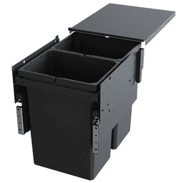 Double 31 QT Top-Mount Waste Container Pullout with Soft-Closing for 1-1/2" Face Frame, Gray, 16-35/64" Width