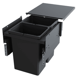 Double 31 QT Top-Mount Waste Container Pullout with Soft-Closing for 1-1/2" Face Frame, Gray, 19-31/64" Width