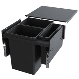 Triple Bin 31 QT Double and 10 QT Single Top-Mount Waste Container Pullout with Soft-Closing for 1-1/2" Face Frame, Gray, 19-3/64" Height