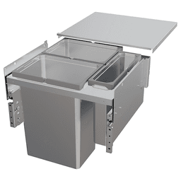 Triple 31 QT/10 QT Top Mount Waste Container Pullout with 1-1/2" Face Frame for 21" Cabinet Opening, Platinum