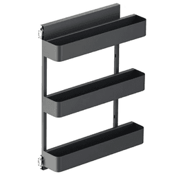 10.05" 3-Tier Planero Base Cabinet Organizer with Soft-Closing for 12" Cabinet Opening, Carbon Steel Gray, 25.5" High