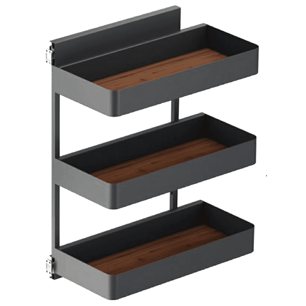 10.05" 3-Tier Planero Base Cabinet Organizer with Soft-Closing for 12" Cabinet Opening, Walnut, 25.5" High