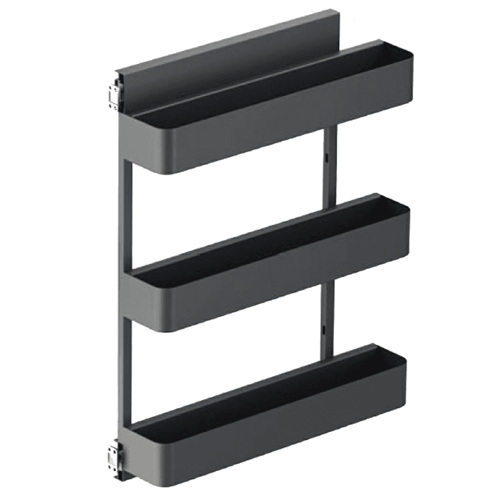 10.05" 3-Tier Planero Base Cabinet Organizer with Soft-Closing for 12" Cabinet Opening, Carbon Steel Gray, 30.5" High