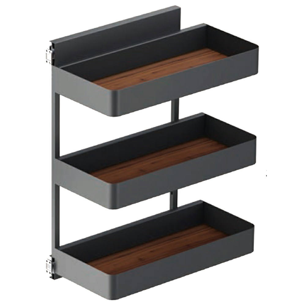 10.05" 3-Tier Planero Base Cabinet Organizer with Soft-Closing for 12" Cabinet Opening, Walnut, 30.5" High